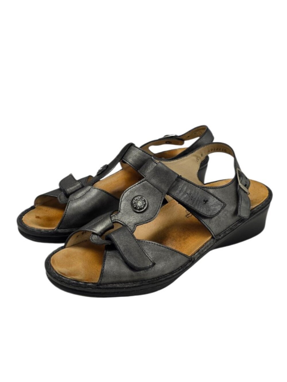 Finn Comfort Leather Slingback Sandals, Comfort, Pewter, Size UK 8 US 10